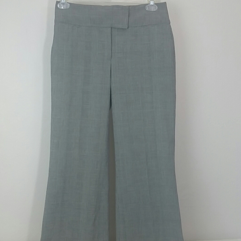 Avenue Black White Plaid Wide Leg Straight Dress Pants Size 10 Workwear